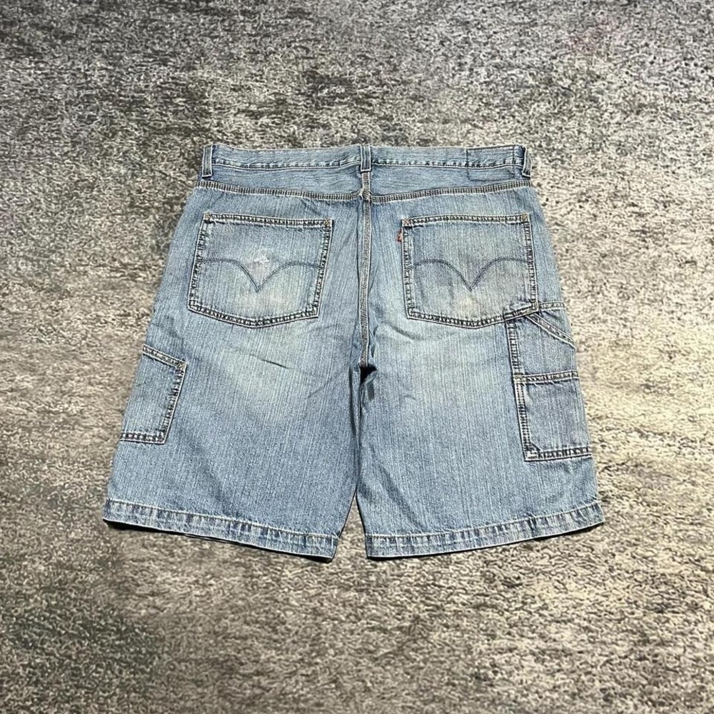 Vintage Y2K Levi's Carpenter Jorts Mens 40 Light Blue Workwear Skater Baggy